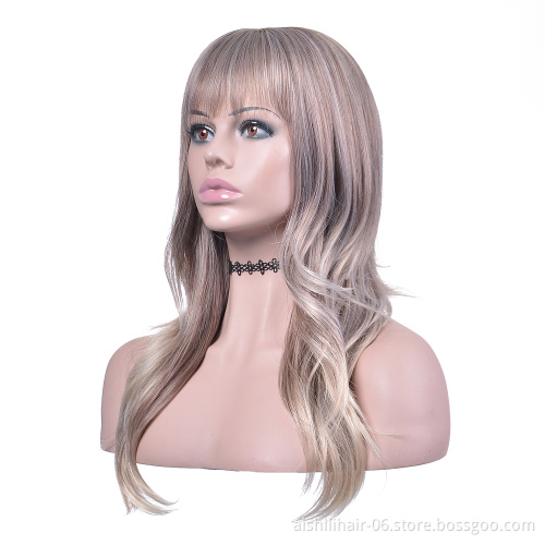 Aishili wholesale heat resistant synthetic fiber long straight frontal wigs synthetic hair wigs for women